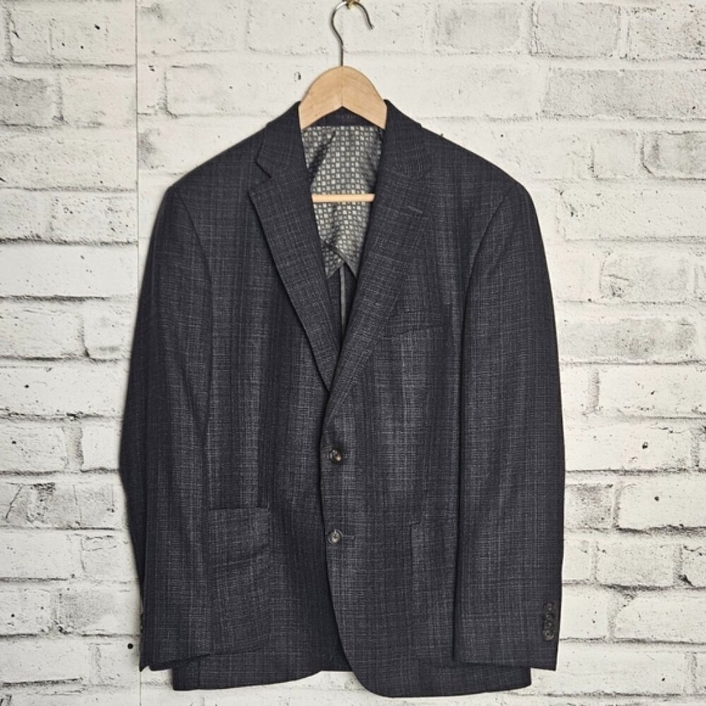 Ted Baker No Ordinary Joe Wool Sport Coat Blazer 44S Gray Plaid